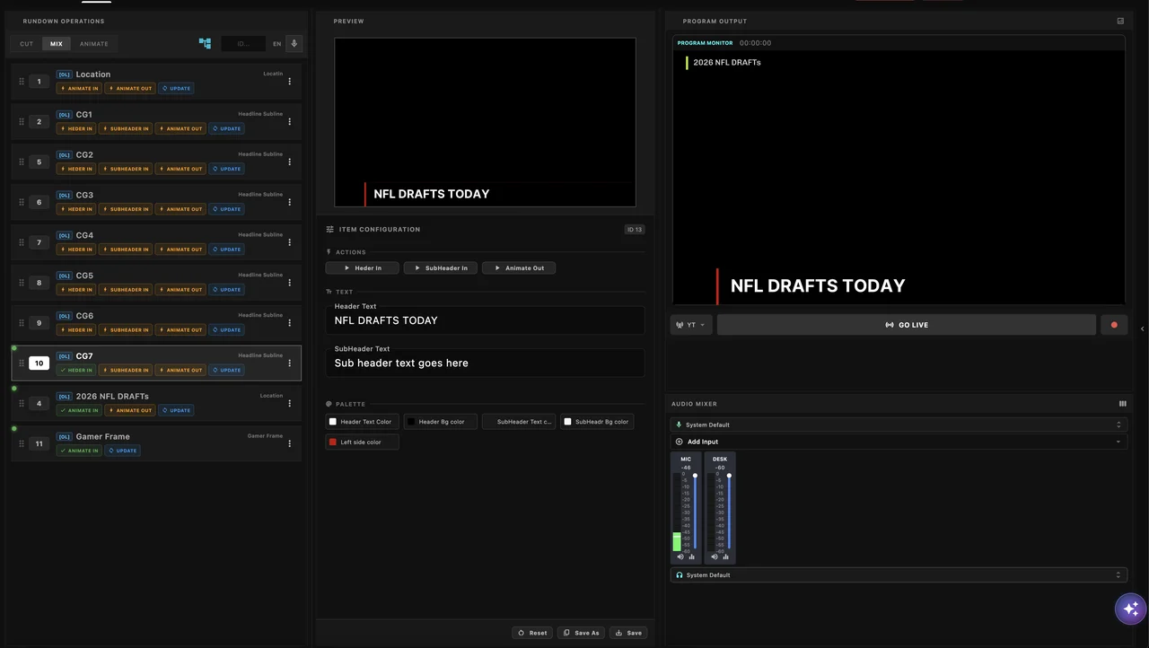airZ Controller: a rundown beside preview and program monitors
